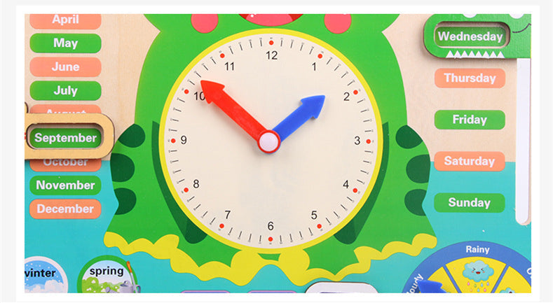 Montessori Wooden Toys Baby Weather Season Calendar