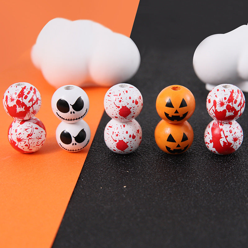 Halloween 16mm Straight Hole Pumpkin Ghost Bulk Wooden