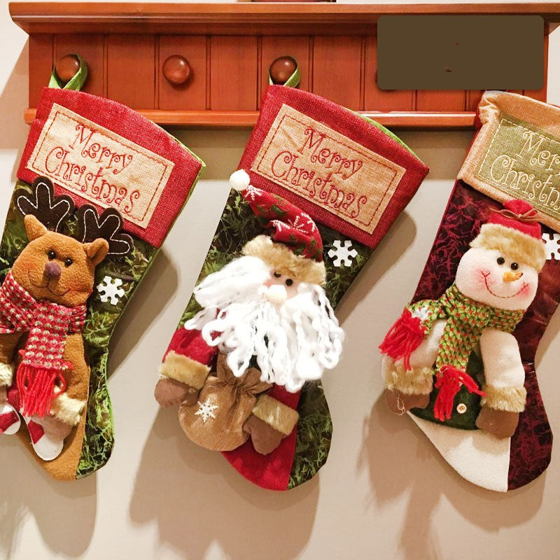 Christmas Stocking Socks Snowman Santa Elk Xmas