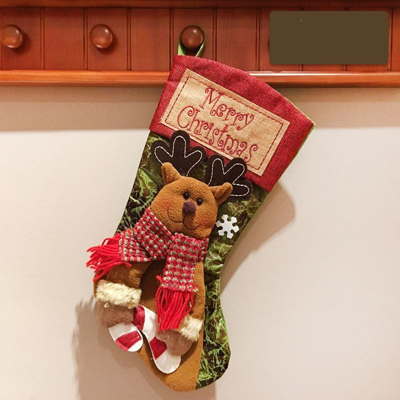 Christmas Stocking Socks Snowman Santa Elk Xmas