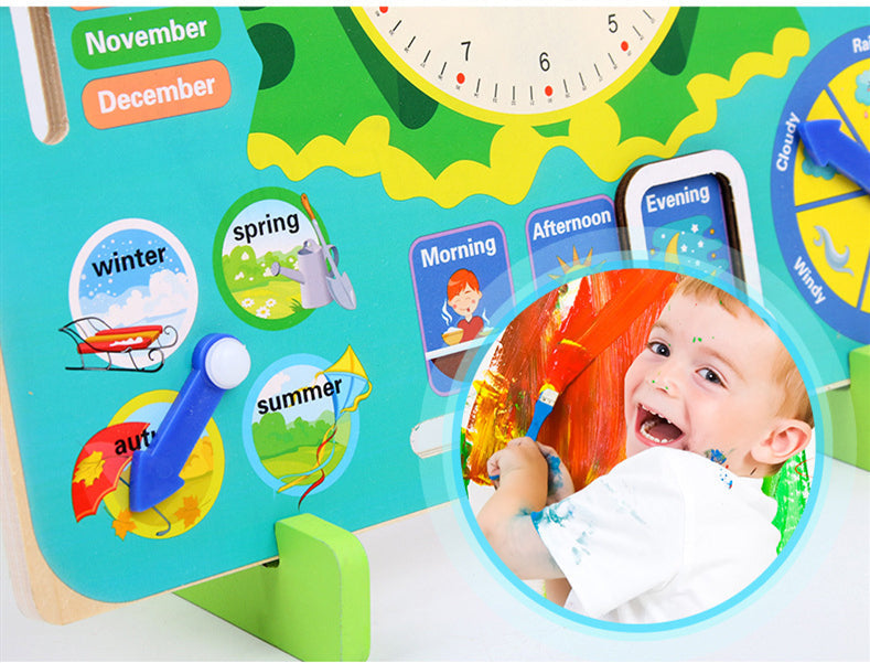 Montessori Wooden Toys Baby Weather Season Calendar