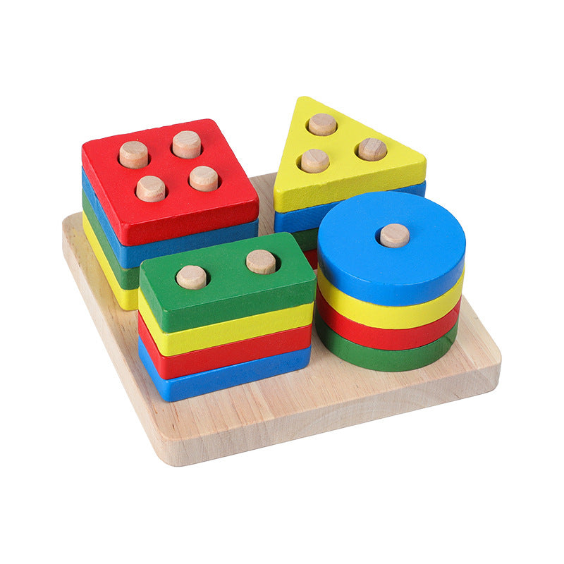 Wooden Toys Rattles Educational Toy Rainbow Blocks