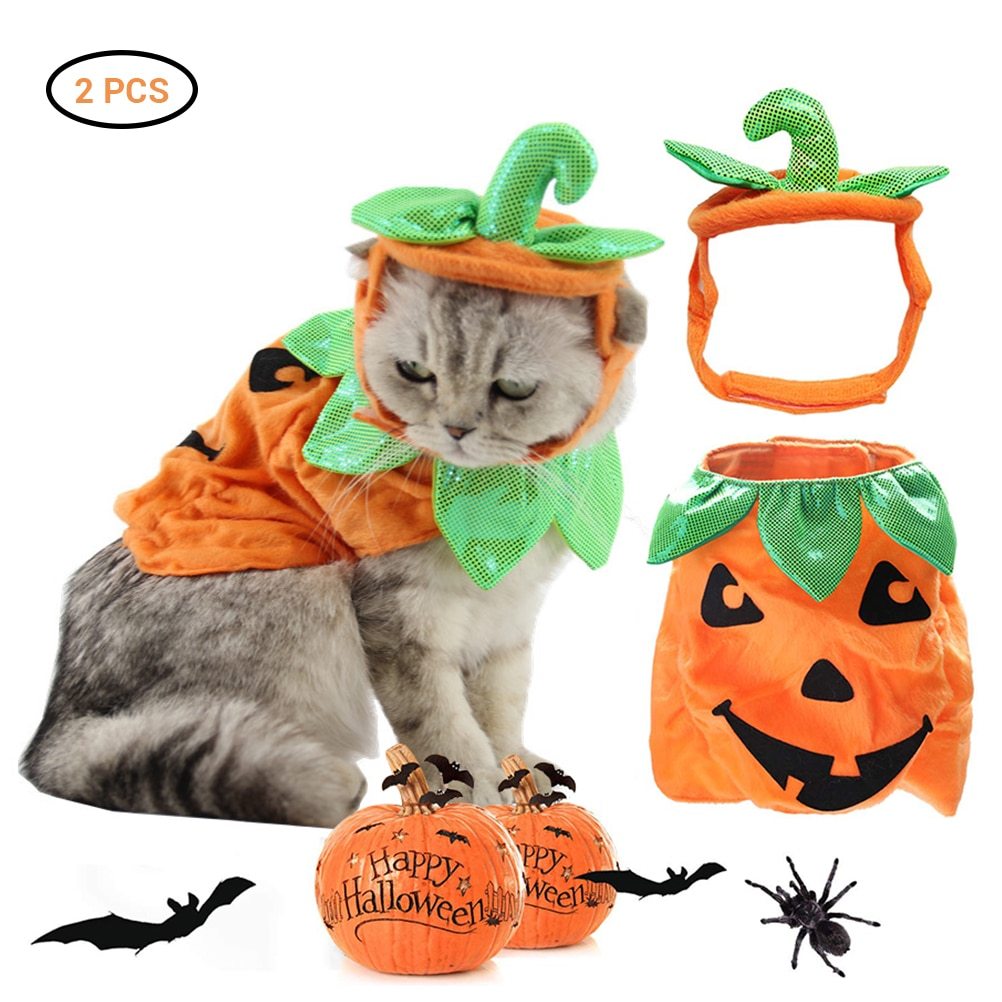 Halloween Pet Cats Costume Props Creative Pumpkin Shape