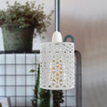 White Drum Metal Wire Cage Ceiling Pendant