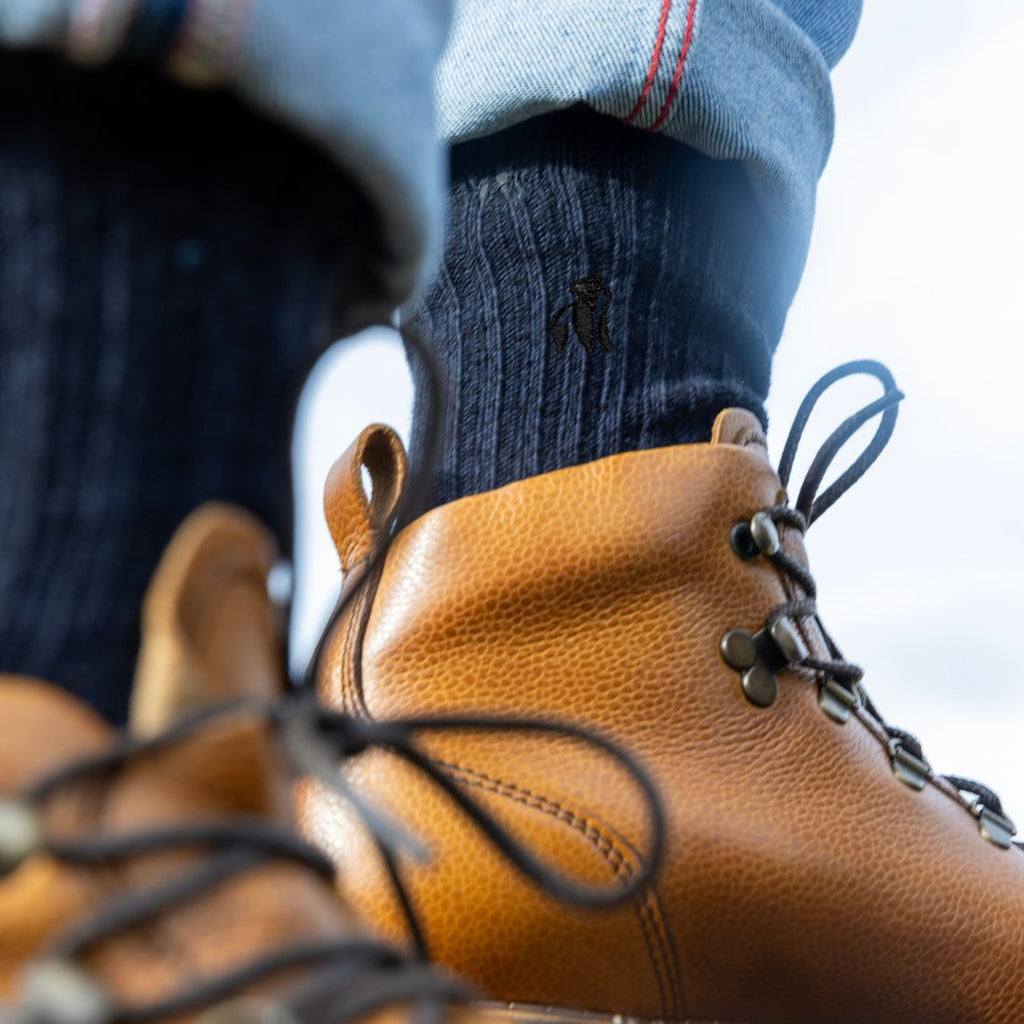 Chaussettes montantes en bambou bleu marine