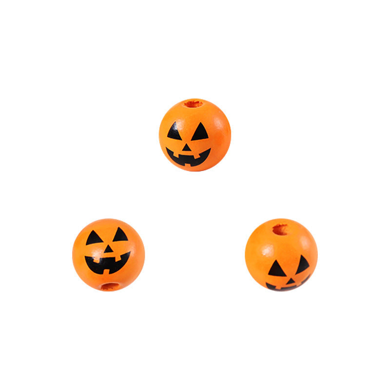 Halloween 16mm Straight Hole Pumpkin Ghost Bulk Wooden