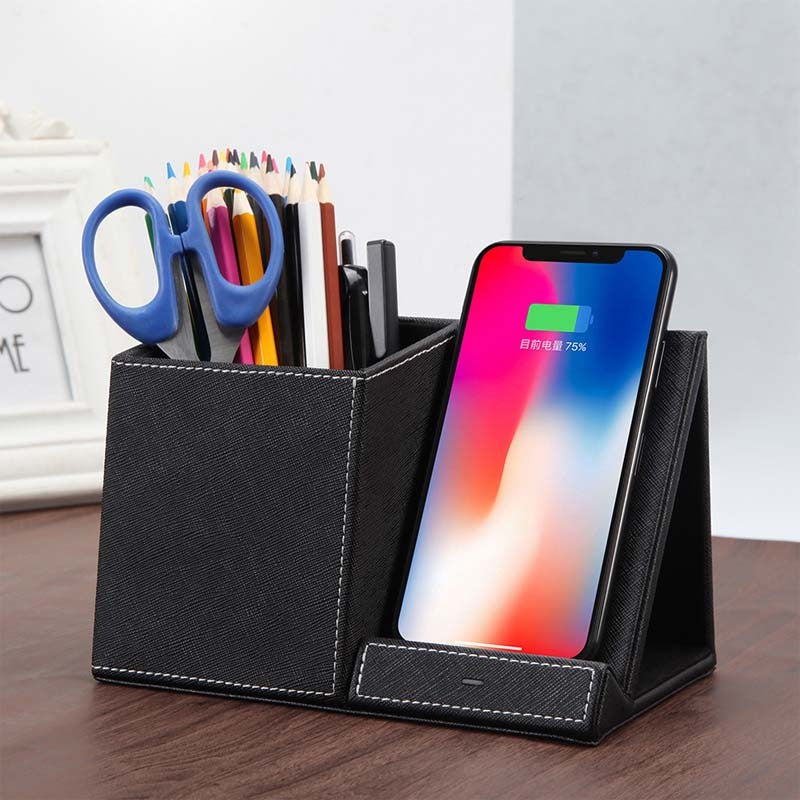 Leather Pen Holder & Wireless Phone Charger