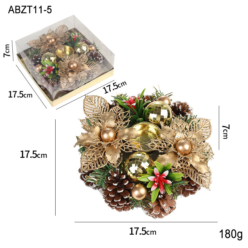 Christmas Candle Metals Candlestick Wreath Artificial