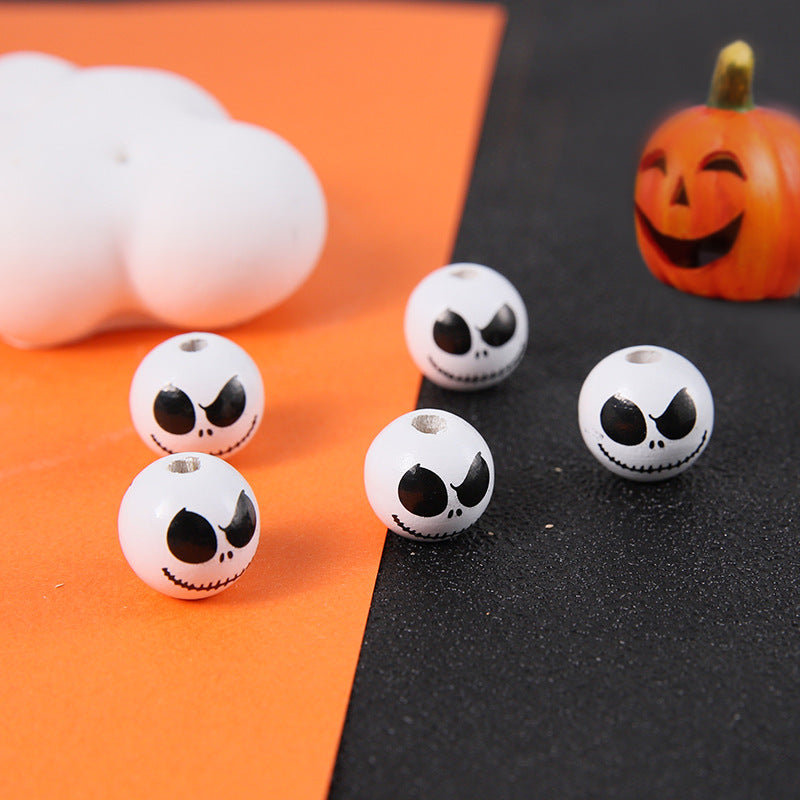 Halloween 16mm Straight Hole Pumpkin Ghost Bulk Wooden