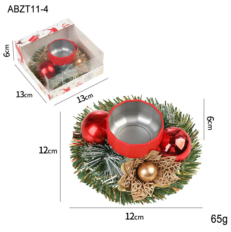 Christmas Candle Metals Candlestick Wreath Artificial