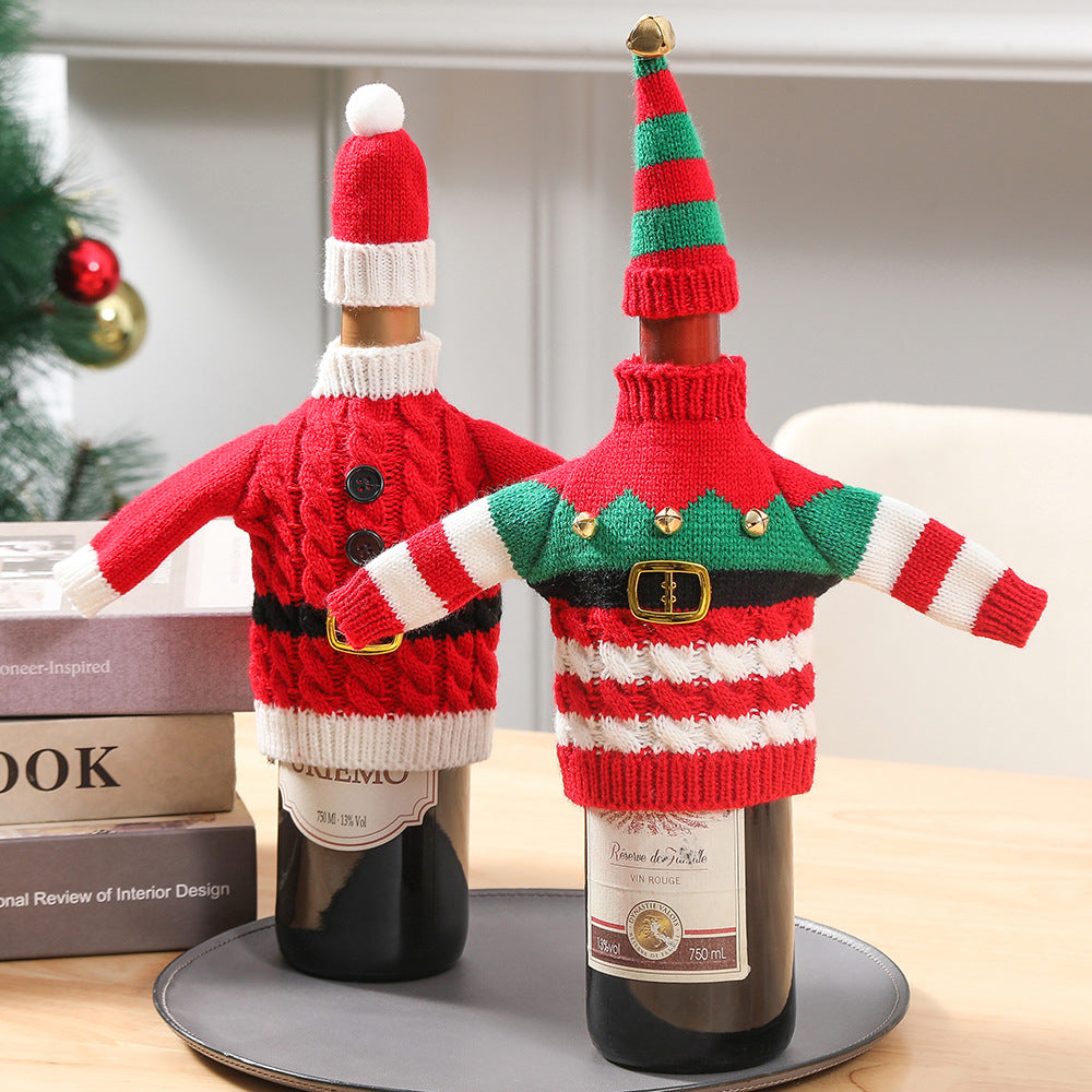 Christmas Holiday Decoration Knitted Clothes Wine