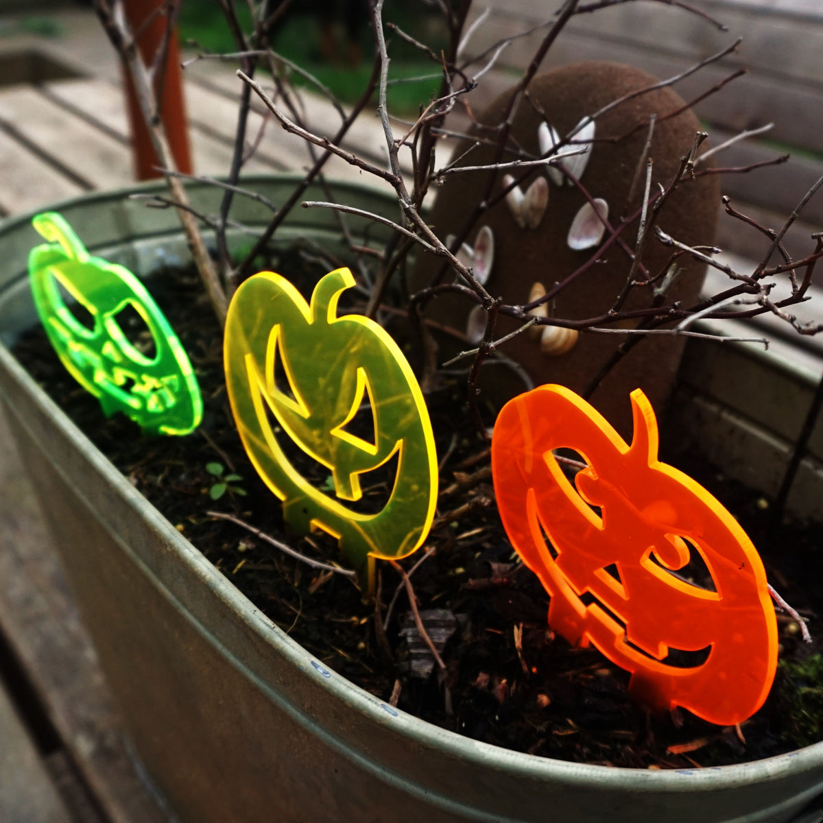 Garden Décor Ornament Stakes Set of 3 'Halloween