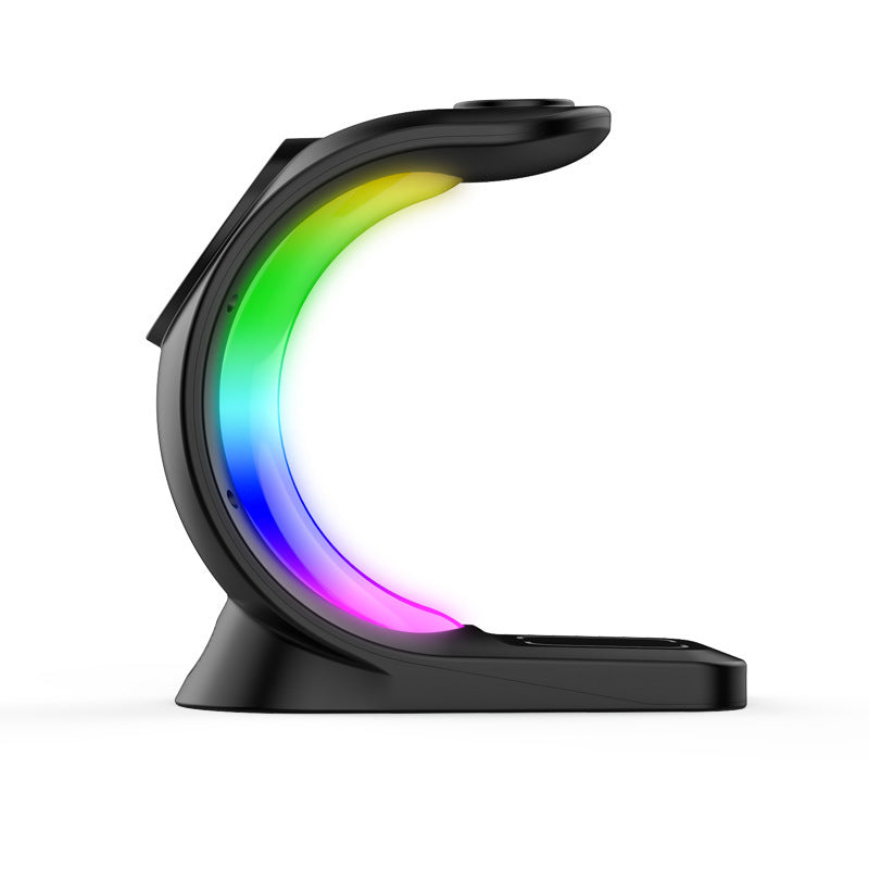 Chargeur sans fil magnétique 4 en 1 à charge rapide pour téléphone intelligent, station de charge avec lumière d'ambiance pour Airpods Pro et I-phone Watch