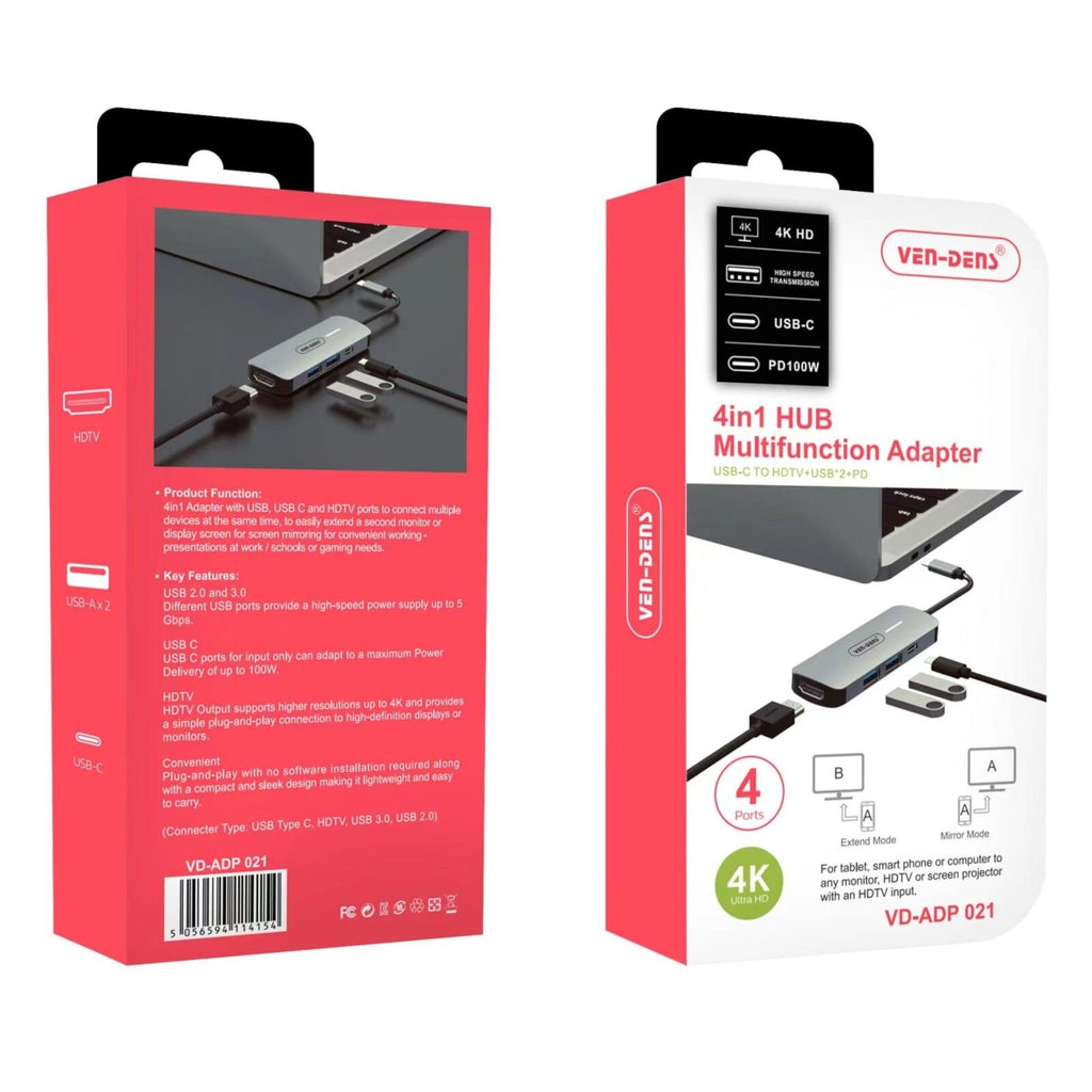 USB C 4 in 1 Hub Multifunction Adaptor with USB 2.0
