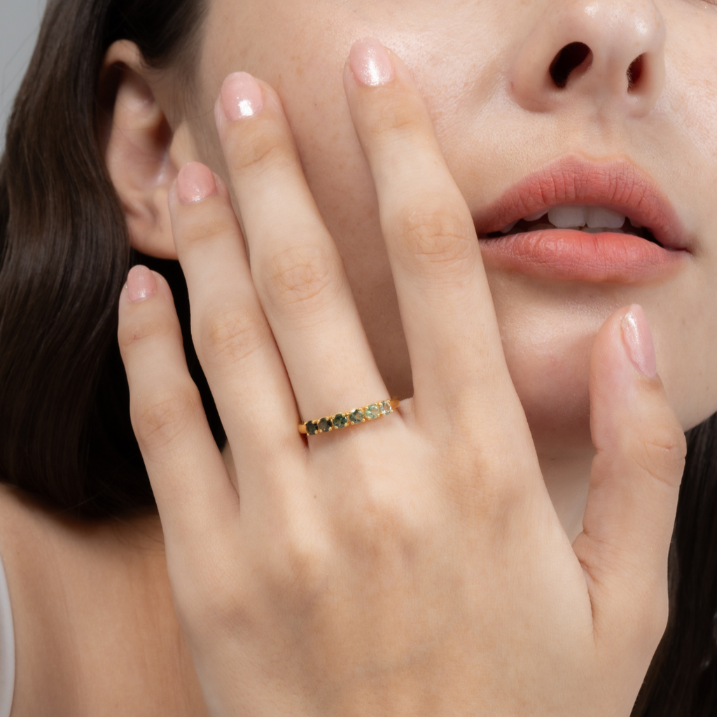 Ombre Green Tourmaline Eternity Band in 18k Gold