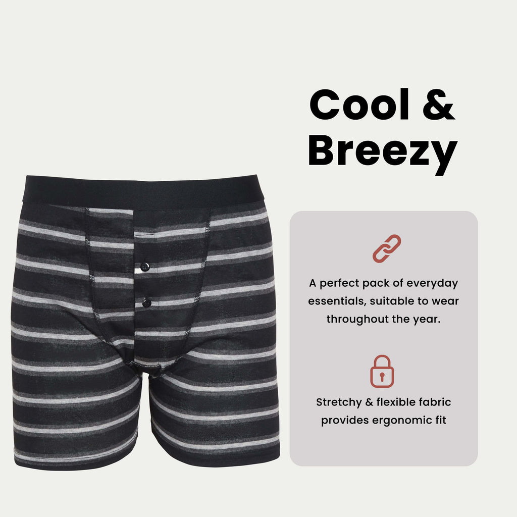 Sock Stack Boxer Shorts 6 Pack Striped Cotton