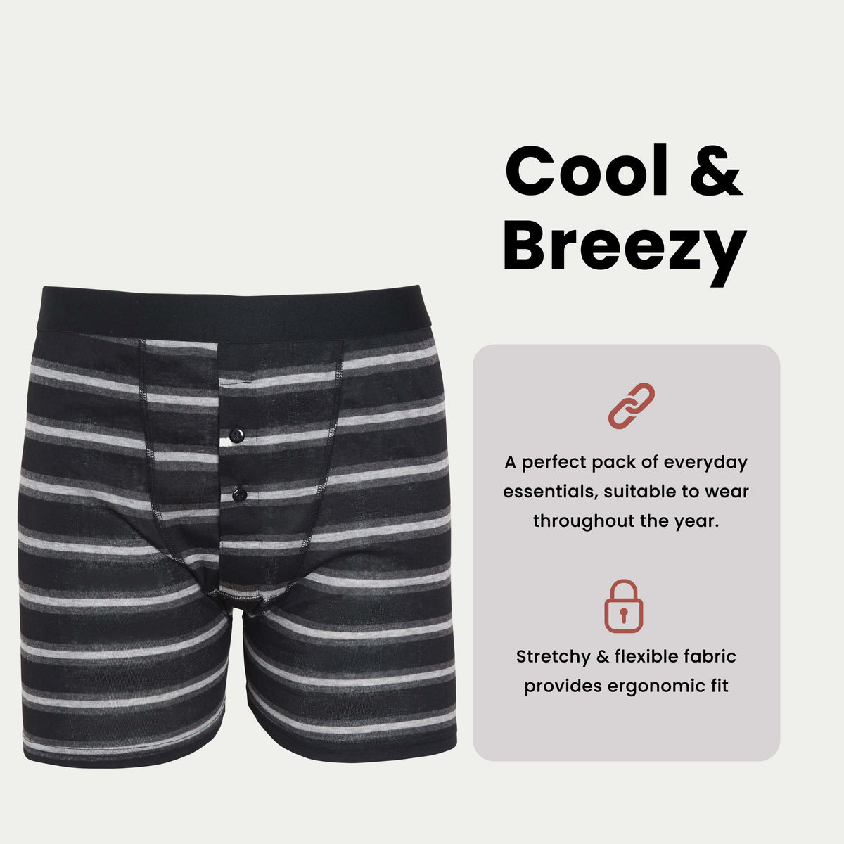 Sock Stack Boxer Shorts 6 Pack Striped Cotton