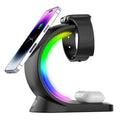 Chargeur sans fil magnétique 4 en 1 à charge rapide pour téléphone intelligent, station de charge avec lumière d'ambiance pour Airpods Pro et I-phone Watch