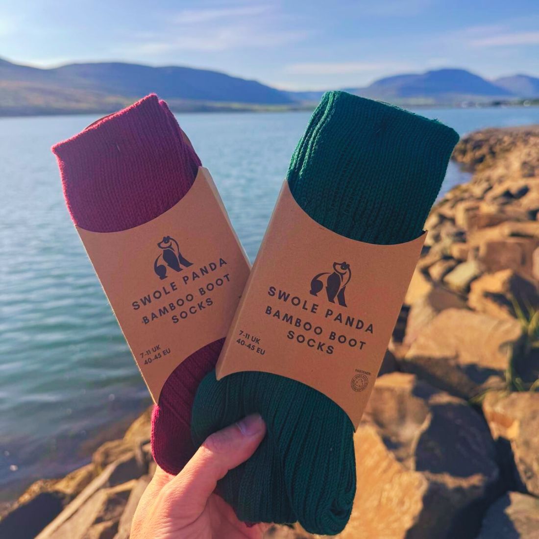 Chaussettes montantes en bambou bleu marine