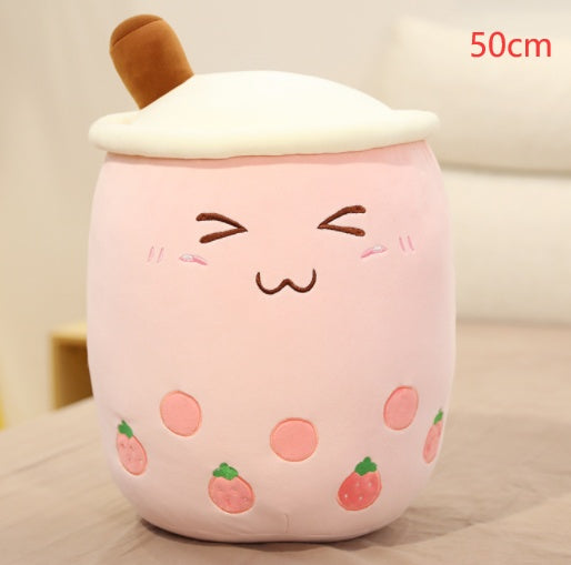 Cute Fruit Drink Plush Stuffed Soft Strawberry Milk Tea