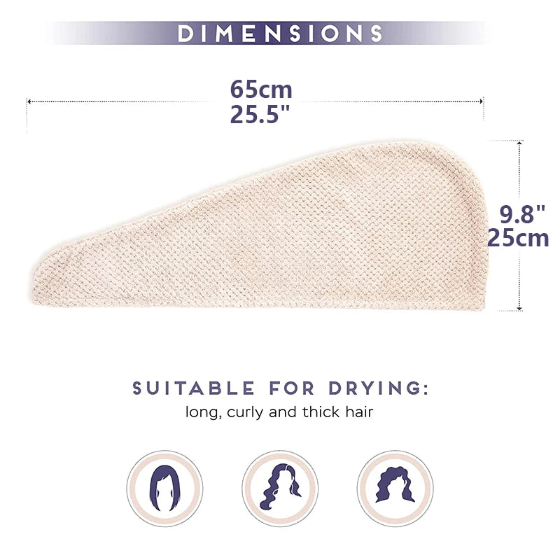 Solid Color Hair Towel Textured Dry Hair Cap 9.8'