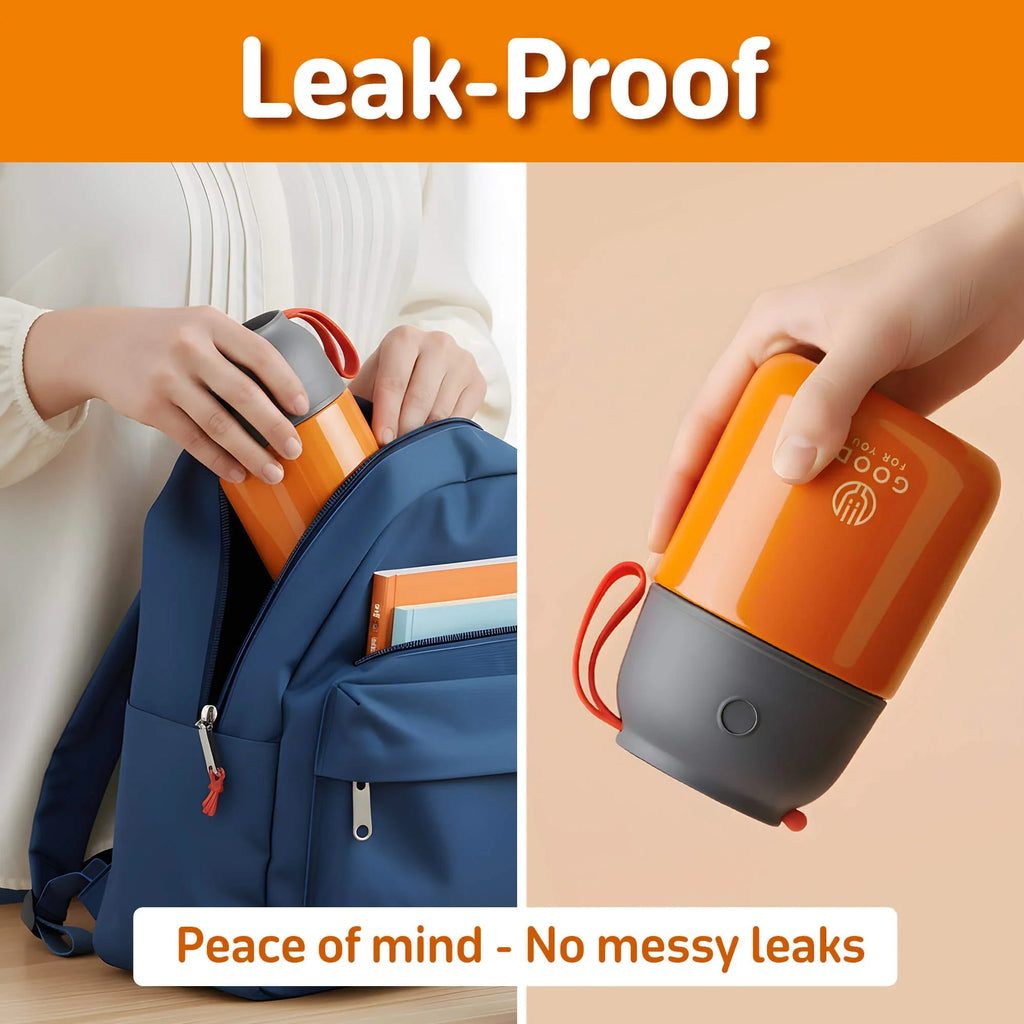 Kids Food Flask 530ml – Insulated Hot Food & Soup Flask with Spoon for School Lunches, Leak-Proof, BPA-Free Stainless Steel | Orange