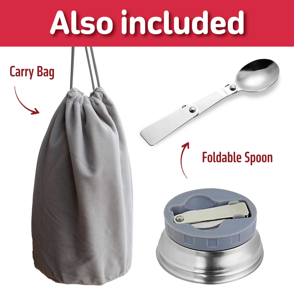 Kids Food Flask 530ml – Insulated Hot Food & Soup Flask with Spoon for School Lunches, Leak-Proof, BPA-Free Stainless Steel | Red
