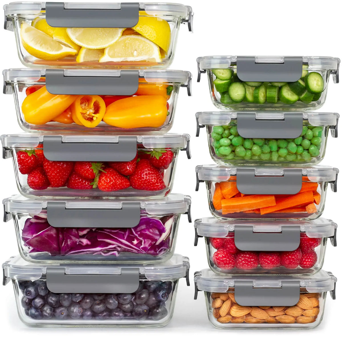 Glass Meal Prep Containers with Lids 10 Pack