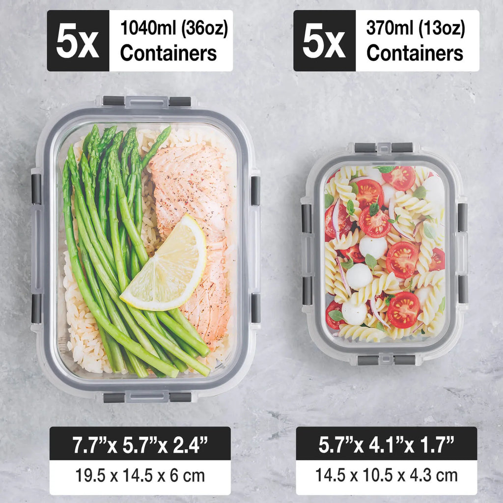 Glass Meal Prep Containers with Lids 10 Pack
