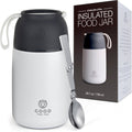 Insulated Food Flask 730ml for Adults – Hot Food & Soup Flask with Spoon for Work, Leak-Proof, BPA-Free Stainless Steel | White