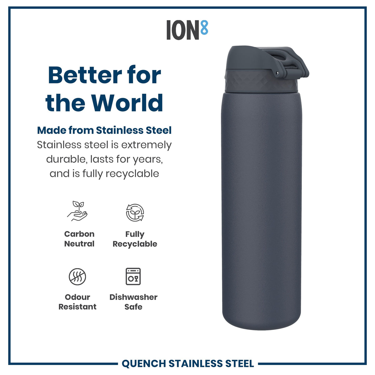 Leak Proof 1 Litre Water Bottle, Stainless Steel