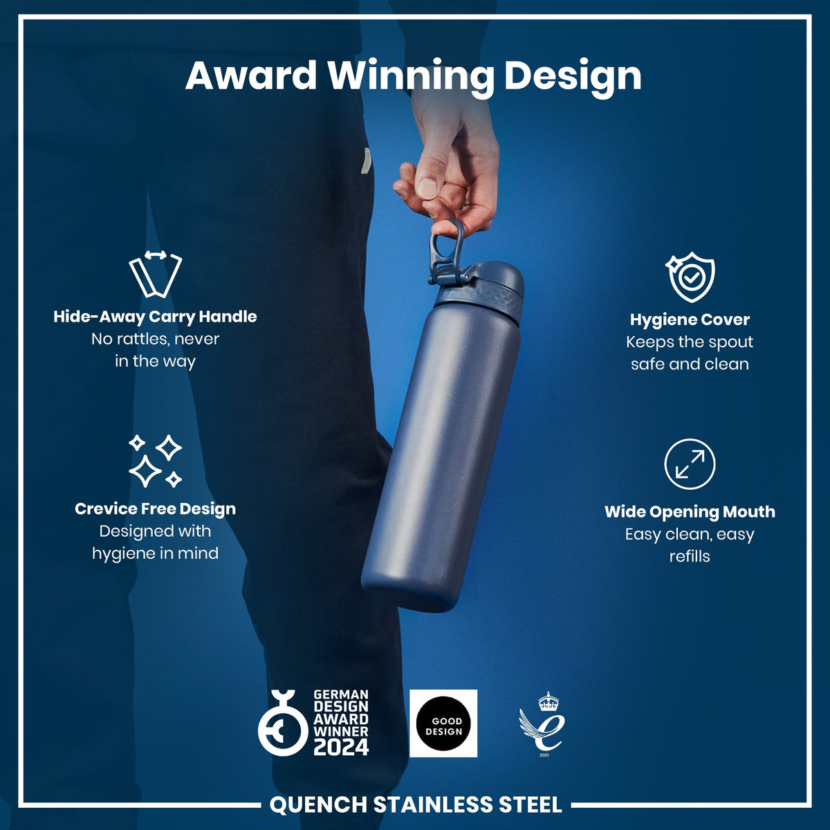 Leak Proof 1 Litre Water Bottle, Stainless Steel