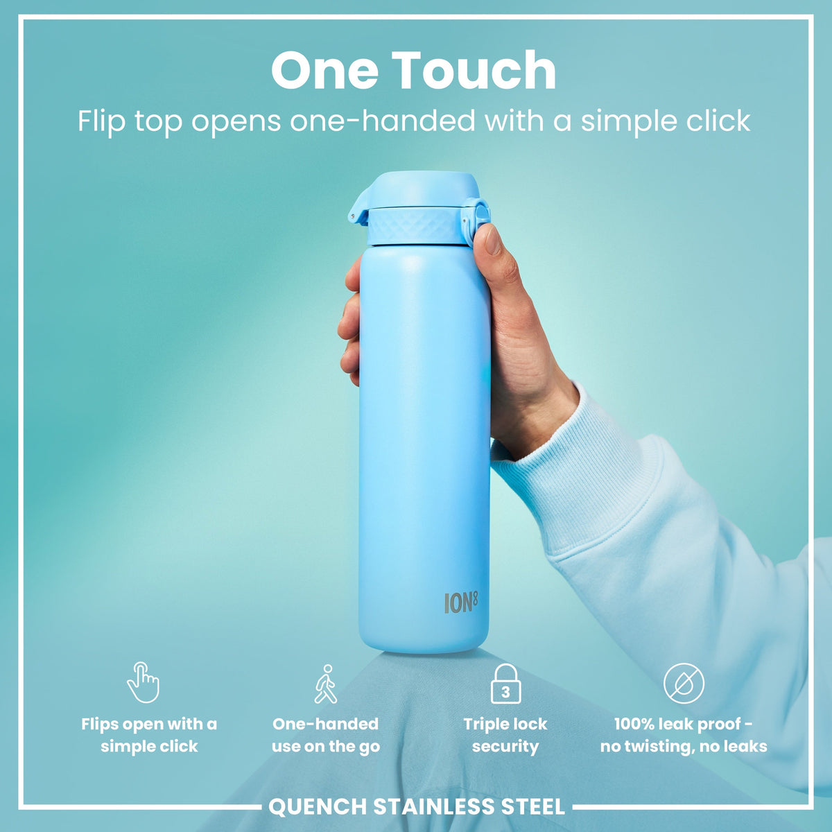 Leak Proof 1 Litre Water Bottle, Stainless Steel