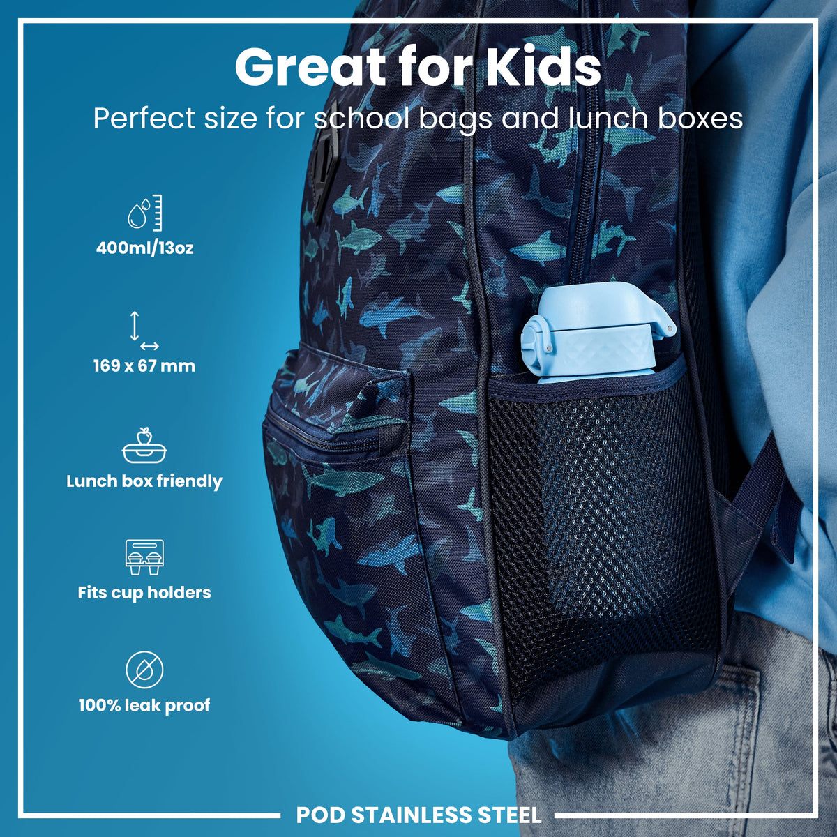 Leak Proof Kids Water Bottle, Stainless Steel