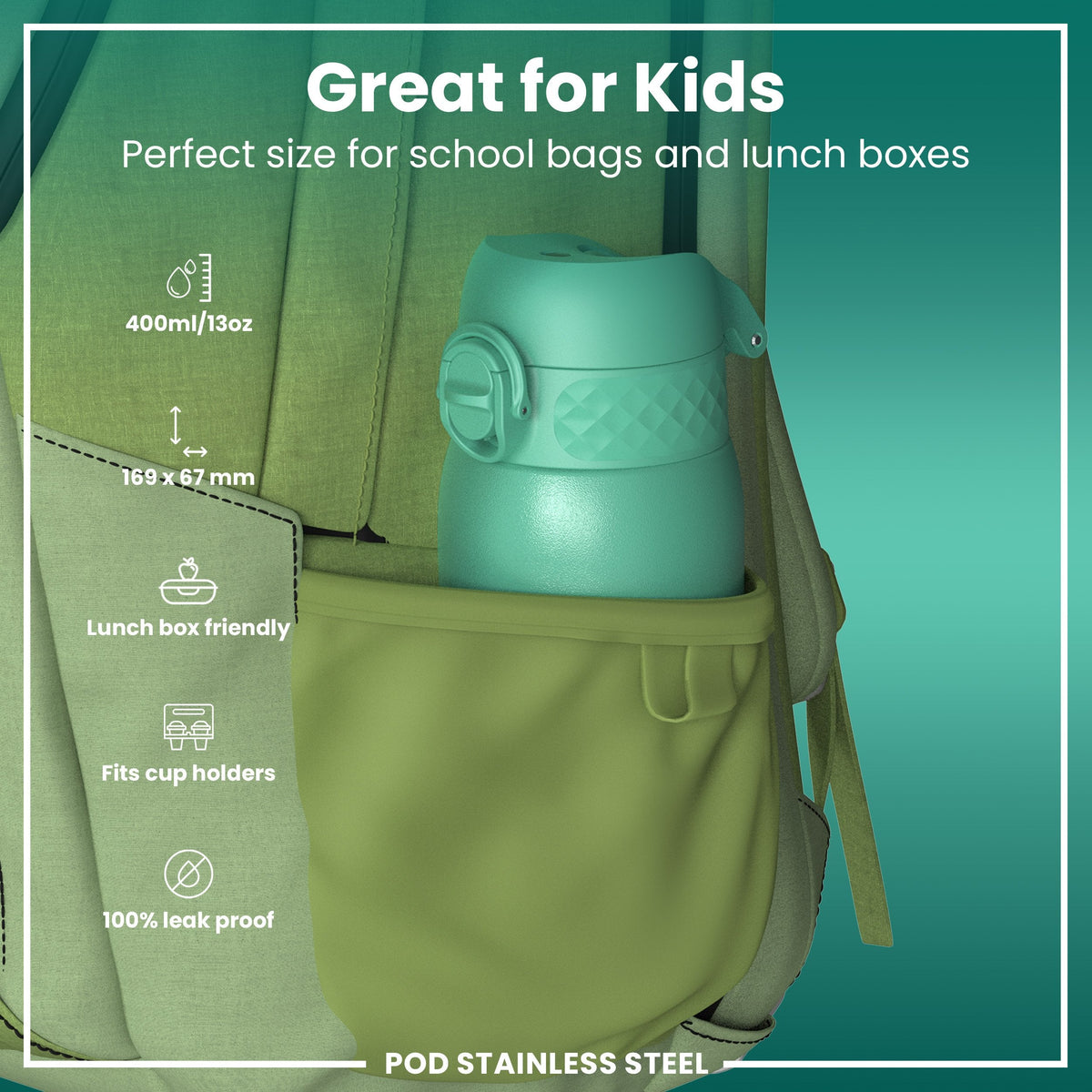 Leak Proof Kids Water Bottle, Stainless Steel