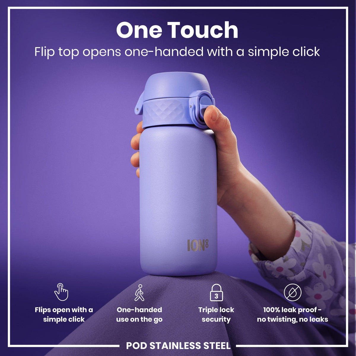 Leak Proof Kids Water Bottle, Stainless Steel
