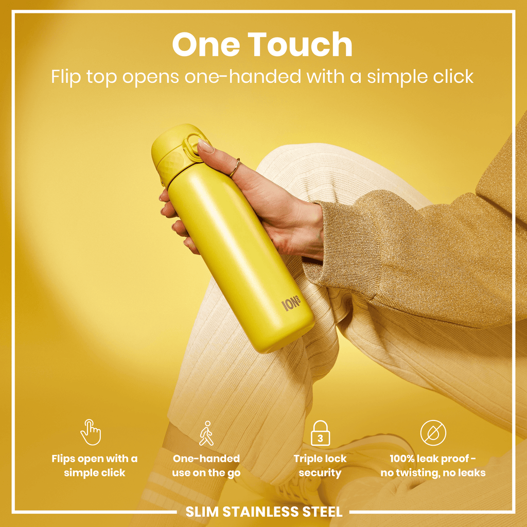 Leak Proof Slim Water Bottle, Stainless Steel