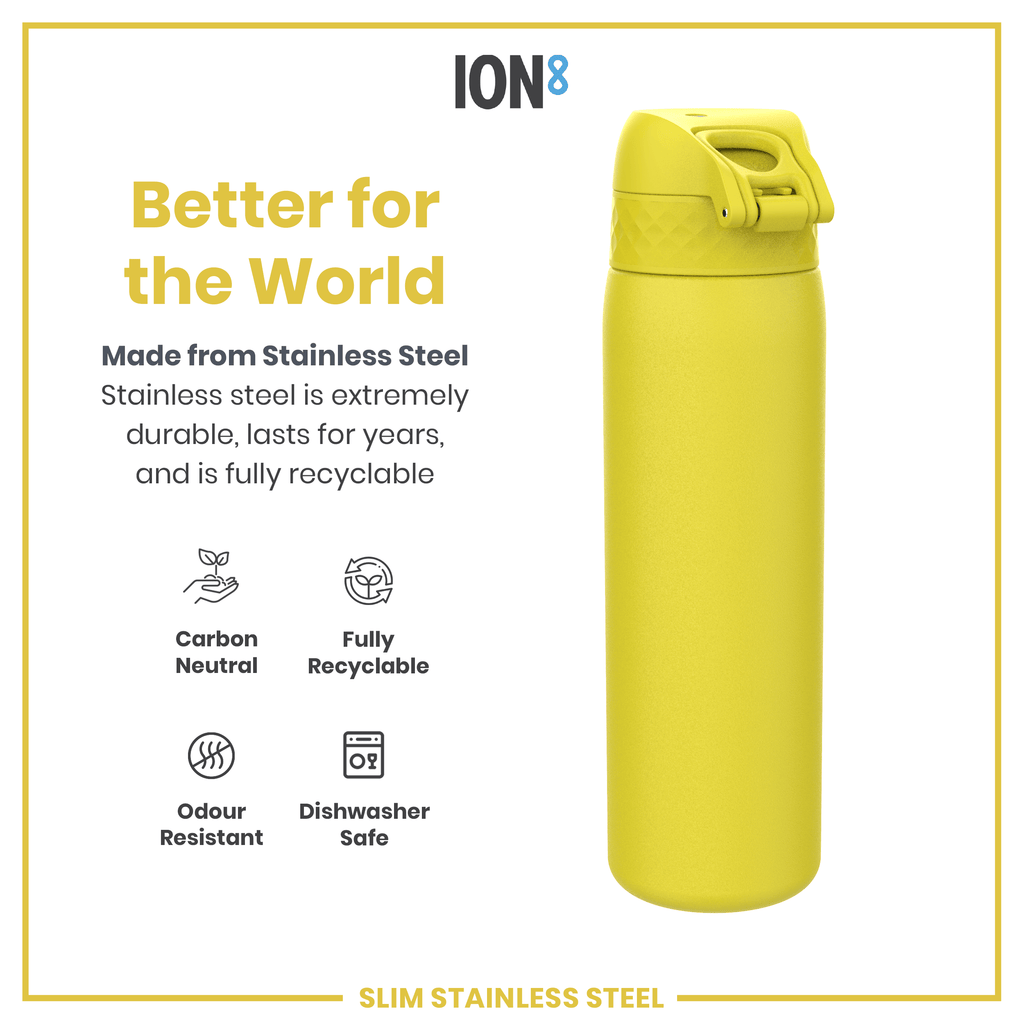 Leak Proof Slim Water Bottle, Stainless Steel