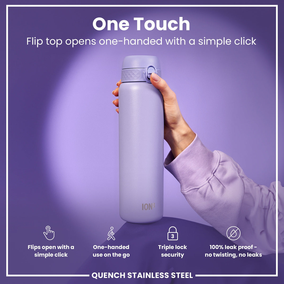 Leak Proof 1 Litre Water Bottle, Stainless Steel