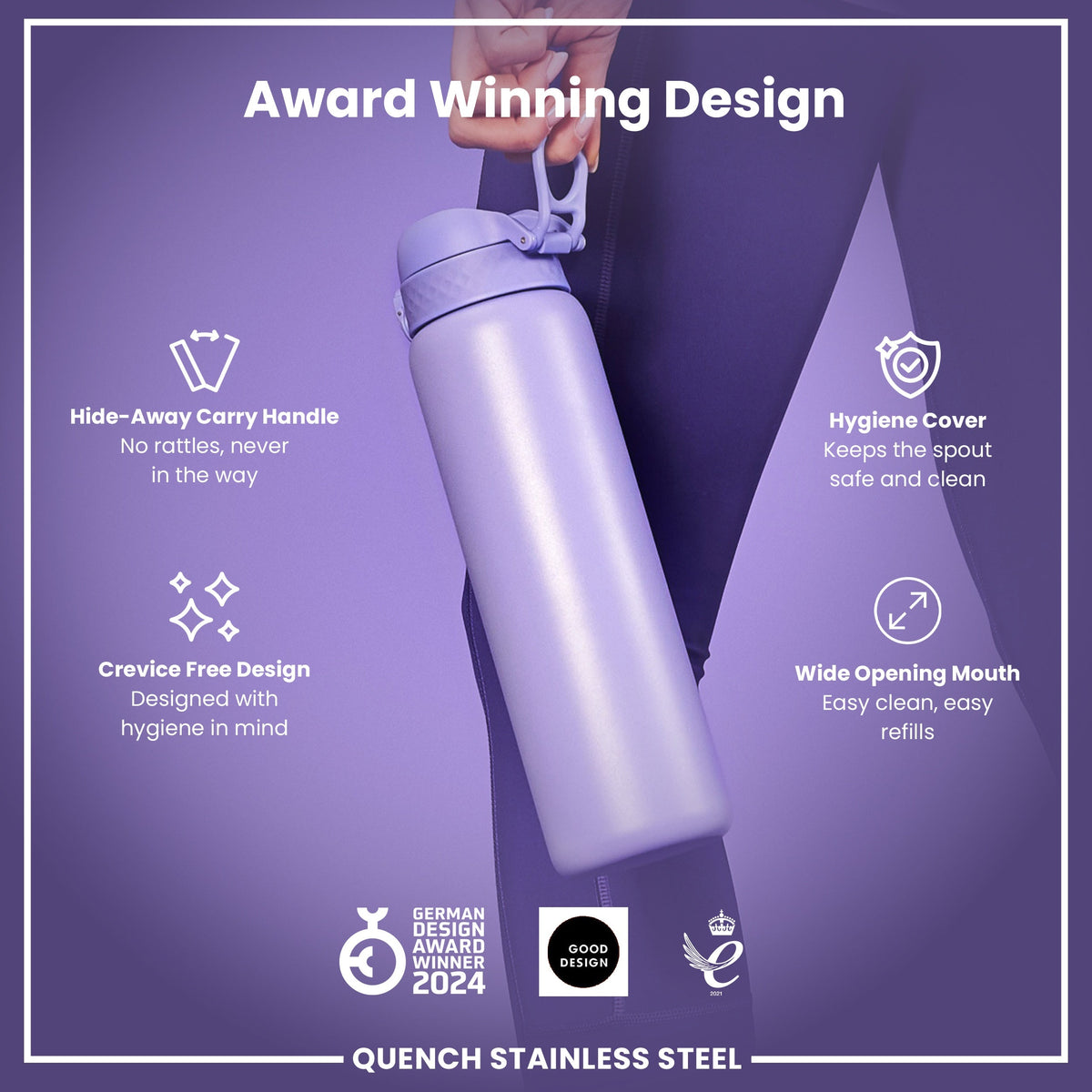 Leak Proof 1 Litre Water Bottle, Stainless Steel