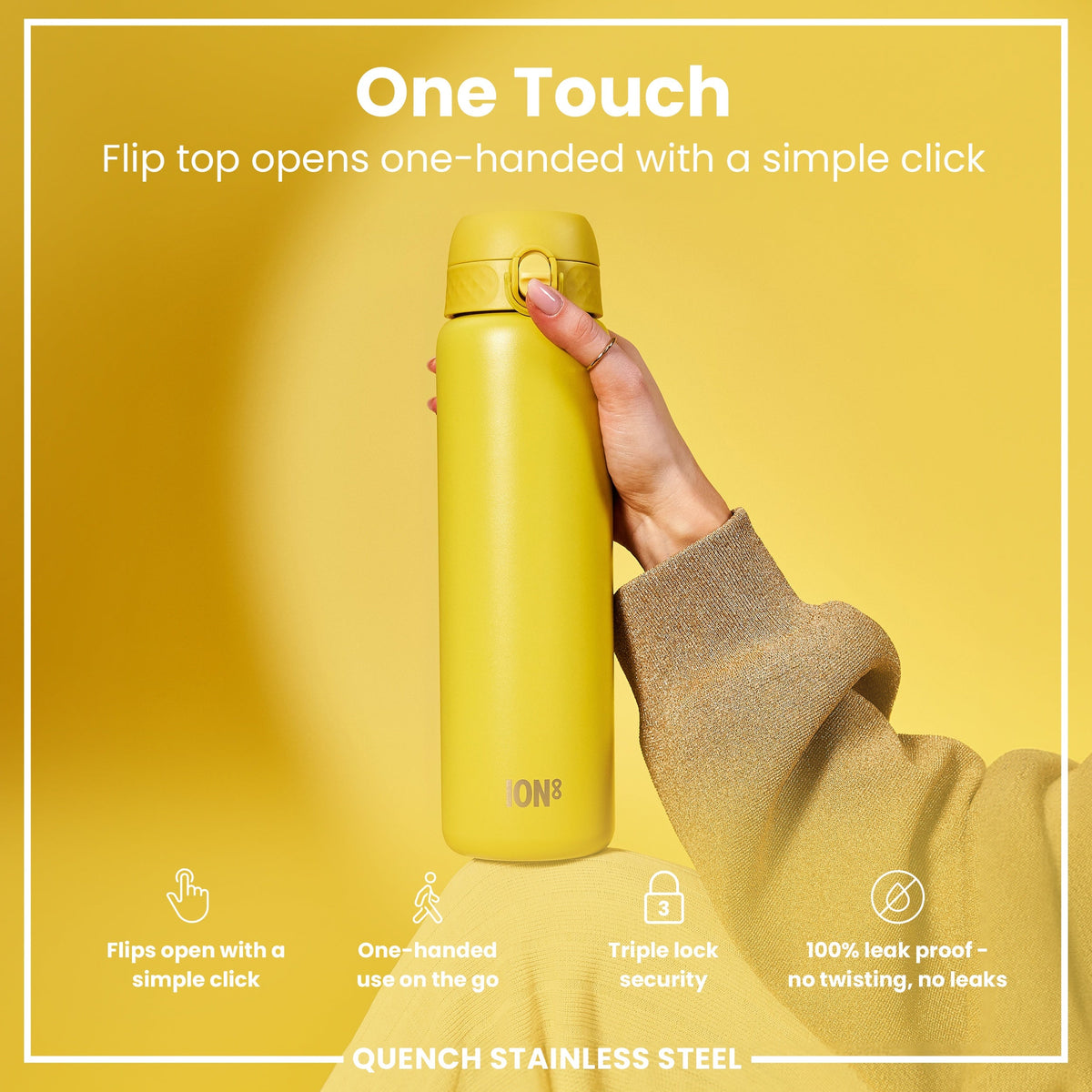 Leak Proof 1 Litre Water Bottle, Stainless Steel
