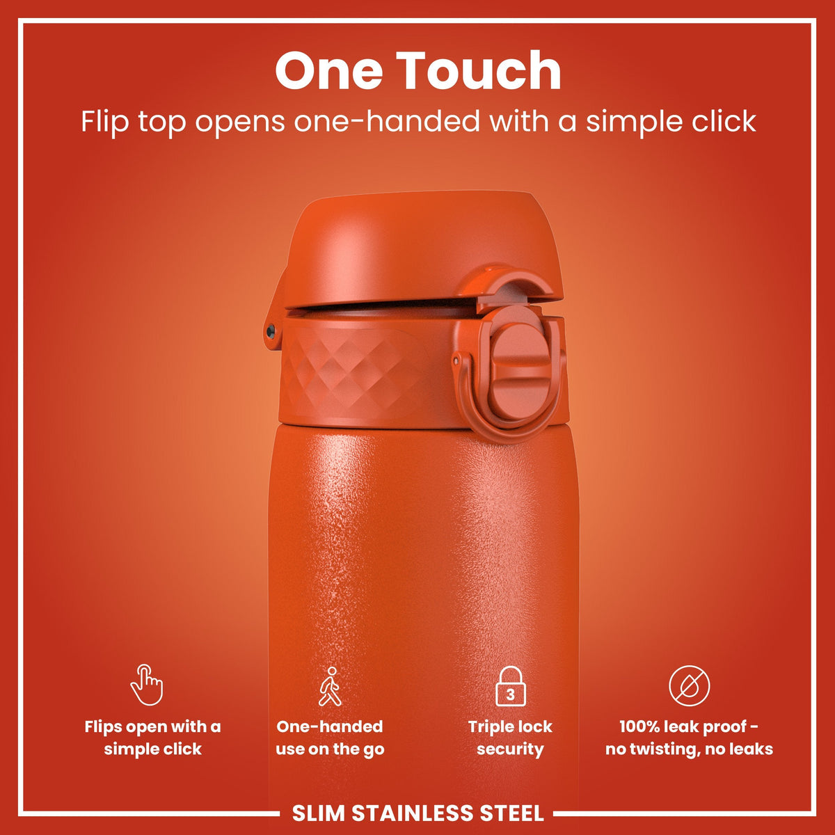 Leak Proof Slim Water Bottle, Stainless Steel