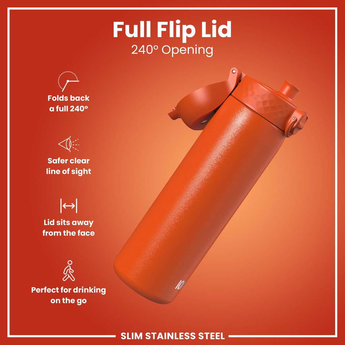Leak Proof Slim Water Bottle, Stainless Steel