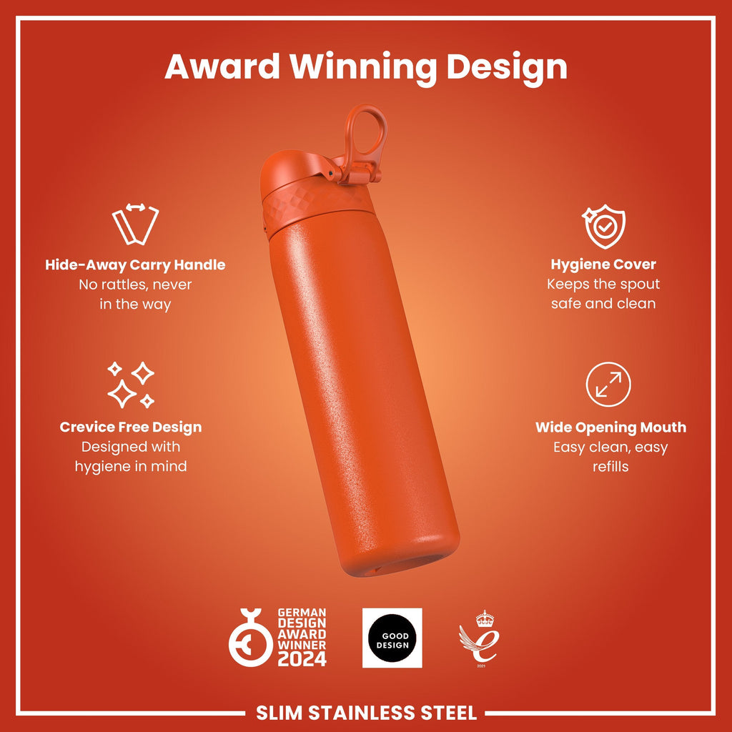 Leak Proof Slim Water Bottle, Stainless Steel