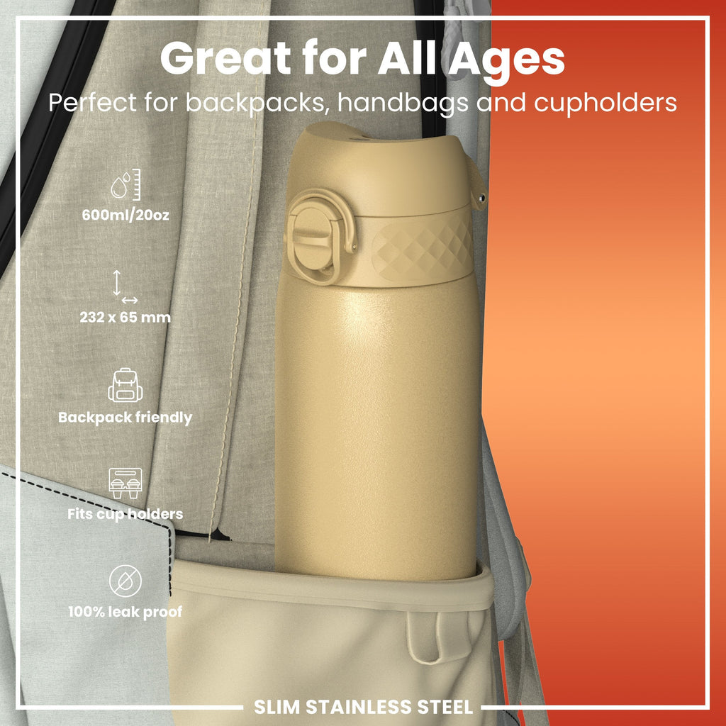 Leak Proof Slim Water Bottle, Stainless Steel