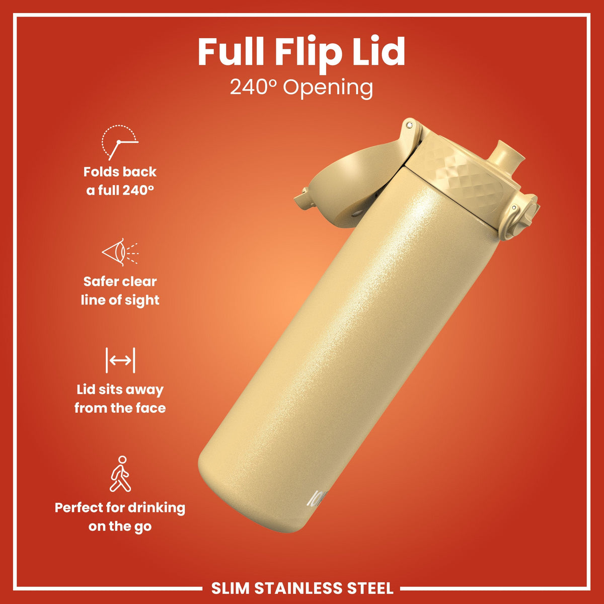Leak Proof Slim Water Bottle, Stainless Steel