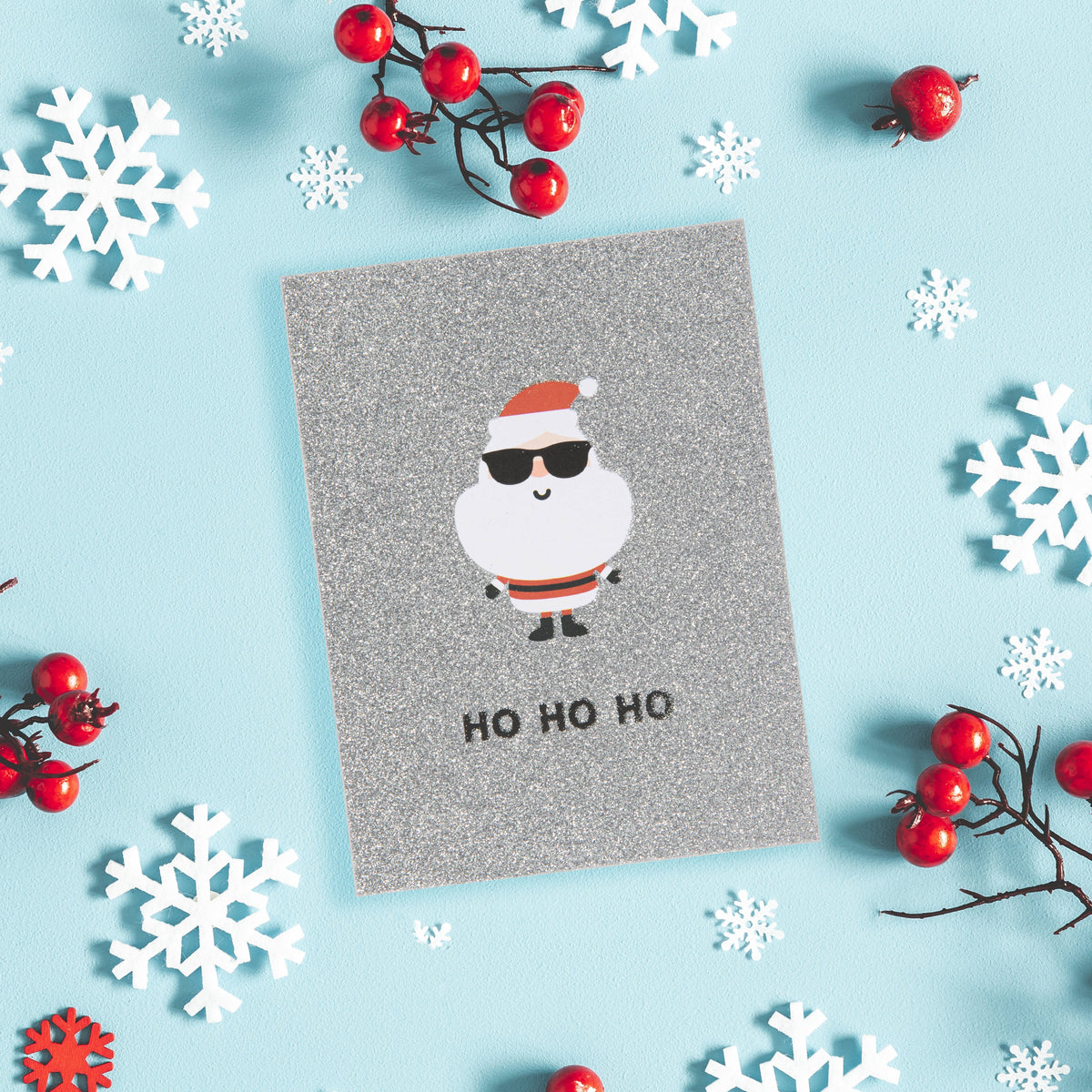 Collins Christmas Cards - Glitter Santa Design