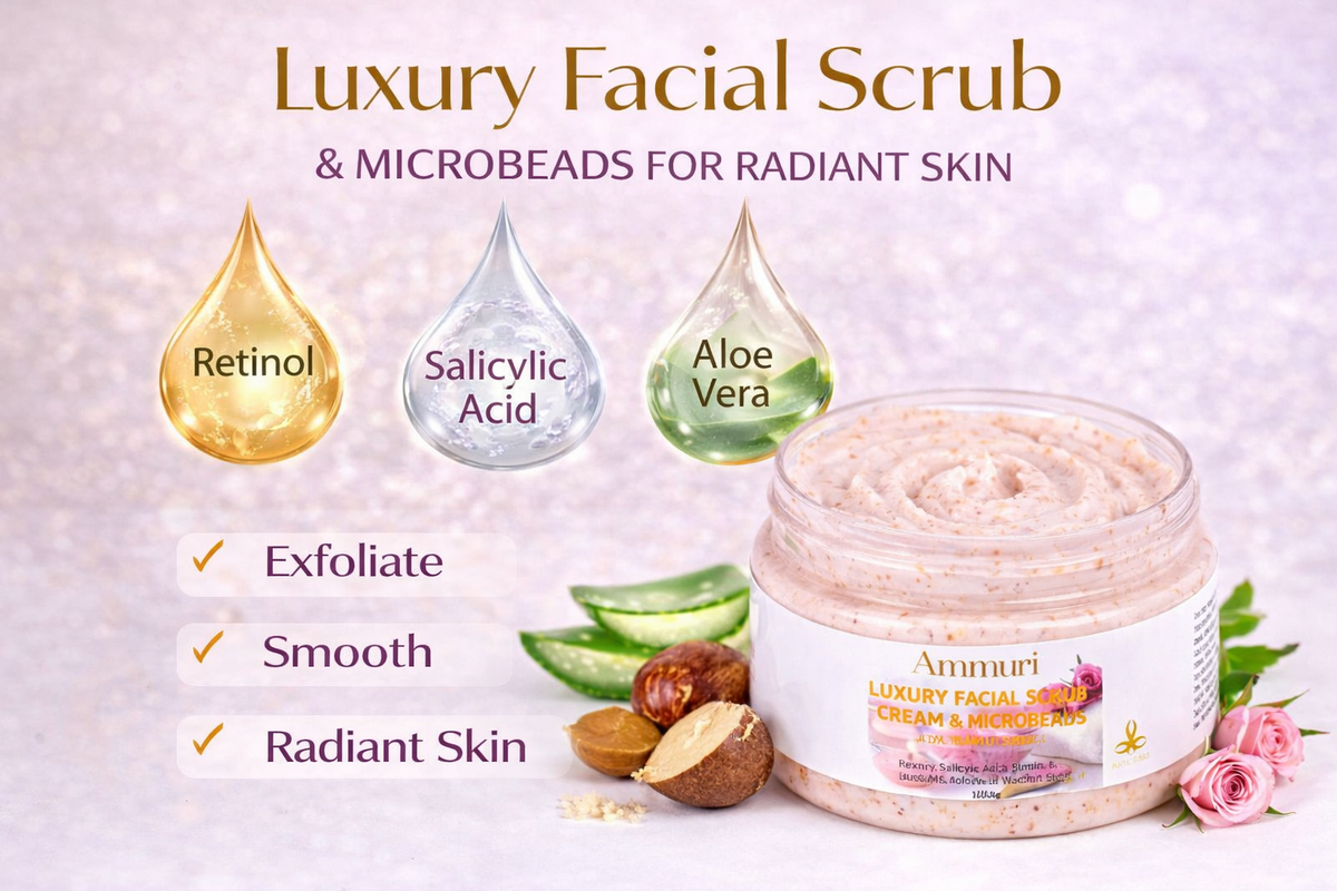 Gommage visage au rétinol et crème exfoliante pour une peau lisse | Ammuri