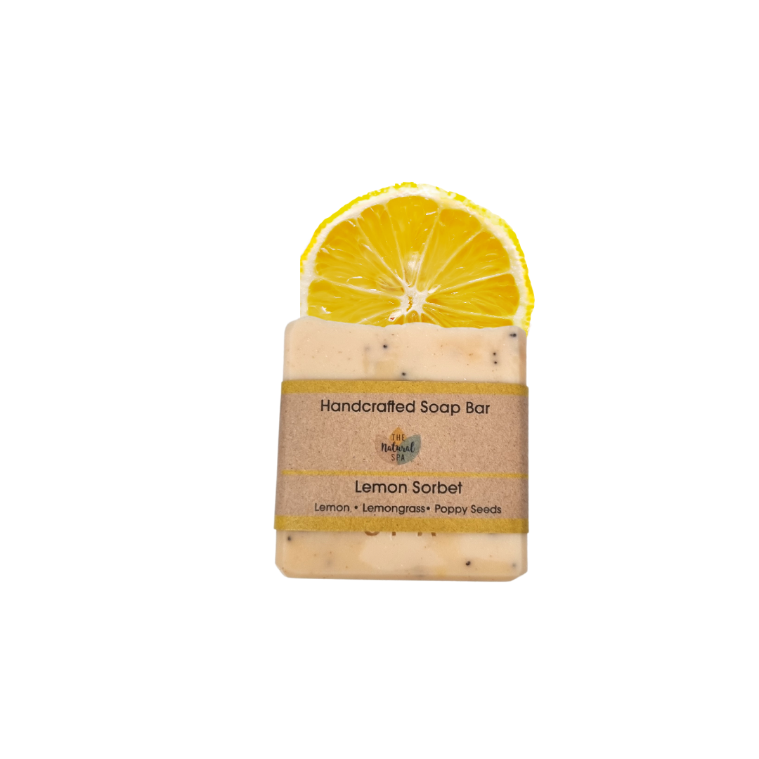 Savon Sorbet Citron | Savon Artisanal Naturel au Citron, à la Citronnelle et aux Graines de Pavot | Soin Vegan et Zéro Déchet | 3 Modèles Disponibles