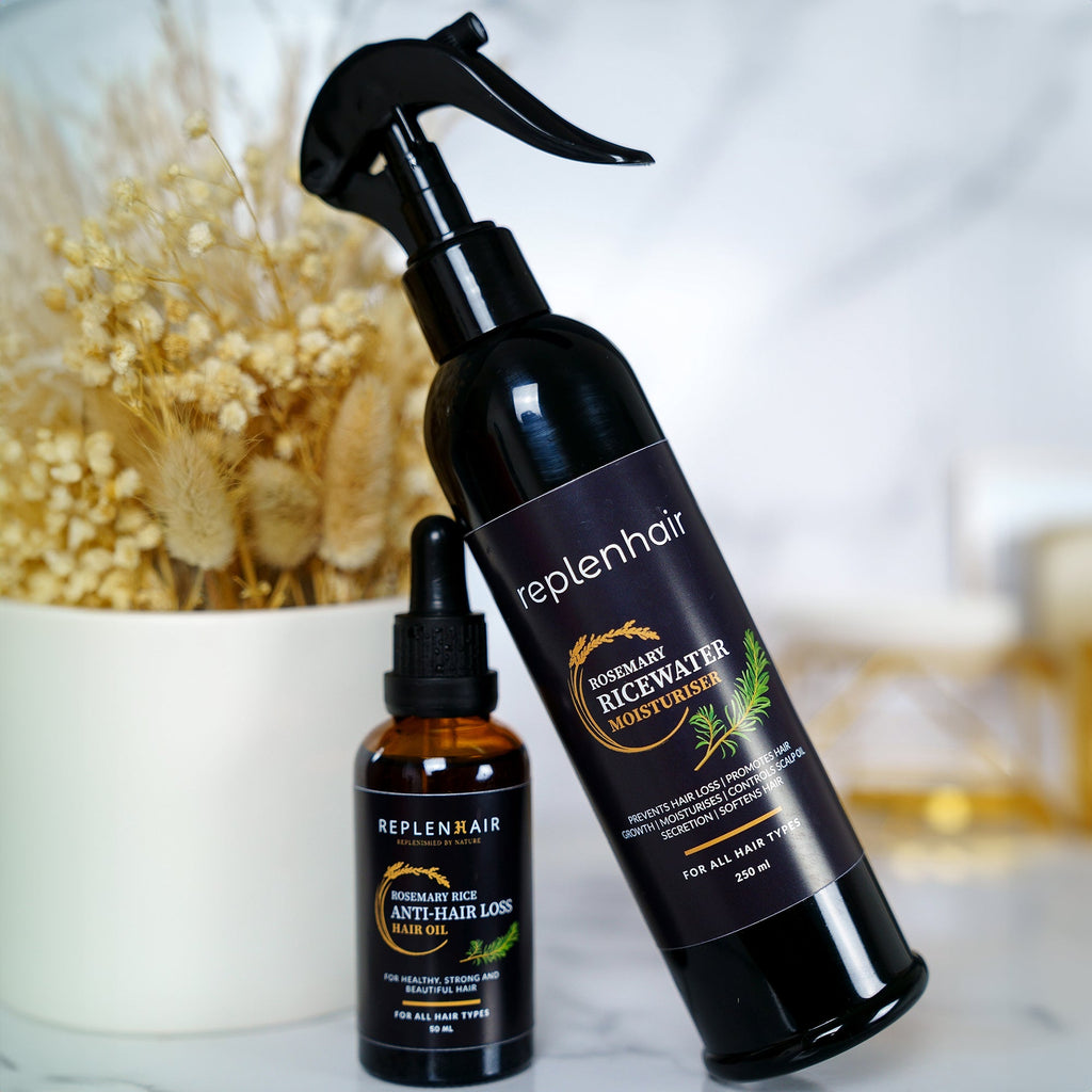 Ensemble anti-chute de cheveux au romarin et à l'eau de riz